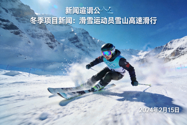 雪山赛道上滑雪运动员高速下滑的瞬间，对应冬季项目新闻动态